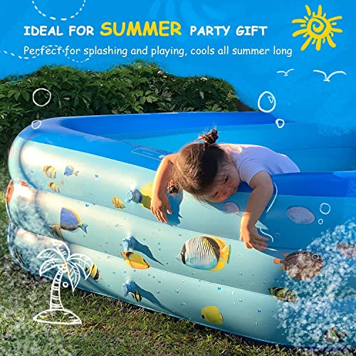 Inflatable Swimming Pool, TUBYIC Swimming Pool, 108“ x69” x24“ Full-Sized Family Inflatable Pools for Adults, Placed Room, Garden, Backyard, Outdoors Summer Water Party