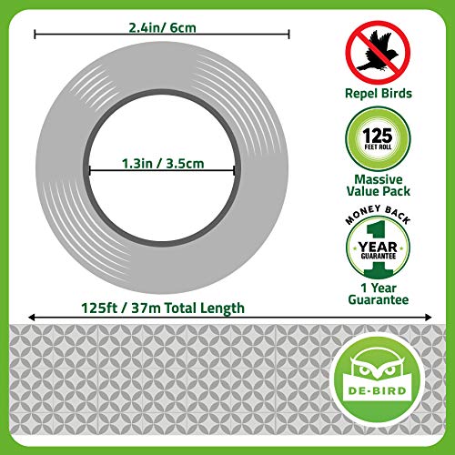 De-Bird: Scare Tape - Reflective Tape Outdoor to Keep Away Woodpecker, Pigeon, Grackles, and More. Stops Damage, Roosting, and Mess (350ft Roll)