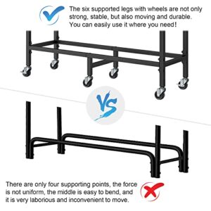 YBING 2.6ft Outdoor Indoor Firewood Storage Rack with Wheels, Assembled Metal Tubular Log Stacker Holder for Patio Fireplace Wood Pile Lumber Storage Stand Cart, Matte Black