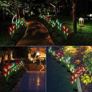 BrizLabs Solar Lily Flower Lights, 6 Pack 24 LED Outdoor Solar Powered Garden Lights, Waterproof Multi-Color Changing Flower Lights, Landscape Stake Light for Garden, Yard, Pathway, Patio Decor