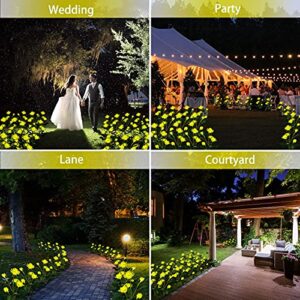 JORETLE Outdoor Solar Flower Lights Solar Rose Lights Solar Lights Outdoor Decorative with 5 Rose Flowers Suitable for Garden, Courtyard, Backyard Decoration, Waterproof （Yellow）