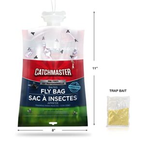 Pro Series Disposable Fly Bag Trap by Catchmaster - Bulk Pack of 2 Bait Included, Ready to Use Outdoors. XL Leak Proof Long-Lasting Easy Cleanup Water Hang Unscrew Simple Environment Non-Toxic