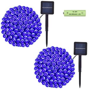 luglint string lights outdoor, 2pack 39.4ft 100 led solar string lights outdoor,8 modes solar christmas lights for indoor/outdoor tree,patio,garden,christmas,holiday,halloween party decor (blue)