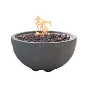 modeno outdoor fire pit natural gas garden fire bowl, 40,000 btu csa certified firepit，auto-ignition system, lava rock&pvc cover included (26 x 26 x 14”, grey)