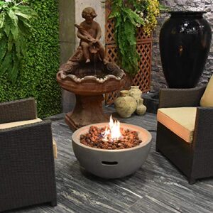 MODENO Outdoor Fire Pit Natural Gas Garden Fire Bowl, 40,000 BTU CSA Certified Firepit，Auto-Ignition System, Lava Rock&PVC Cover Included (26 x 26 x 14'', Grey)