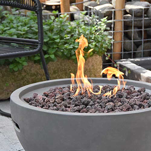 MODENO Outdoor Fire Pit Natural Gas Garden Fire Bowl, 40,000 BTU CSA Certified Firepit，Auto-Ignition System, Lava Rock&PVC Cover Included (26 x 26 x 14'', Grey)