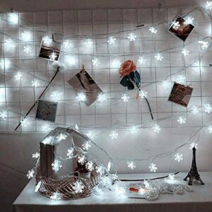 KAILEDI Christmas Lights, 19.6 ft 40 LED Snowflake String Lights Battery Operated, 2 Modes Waterproof Fairy Lights for Xmas Party Garden Patio Bedroom Decor Indoor Outdoor