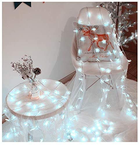 KAILEDI Christmas Lights, 19.6 ft 40 LED Snowflake String Lights Battery Operated, 2 Modes Waterproof Fairy Lights for Xmas Party Garden Patio Bedroom Decor Indoor Outdoor