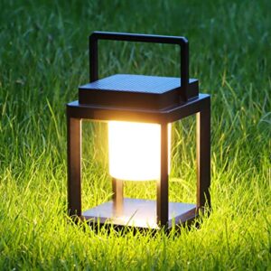 solar lantern outdoor waterproof with usb, rechargeable led indoor outdoor table lamp, 3-level brightness portable solar camping lanterns, touch control nightlight for patio/bedroom/reading/walking