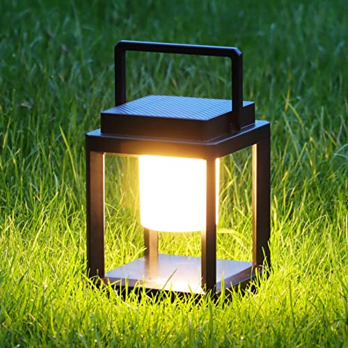 Solar Lantern Outdoor Waterproof with USB, Rechargeable LED Indoor Outdoor Table Lamp, 3-Level Brightness Portable Solar Camping Lanterns, Touch Control NightLight for Patio/Bedroom/Reading/Walking