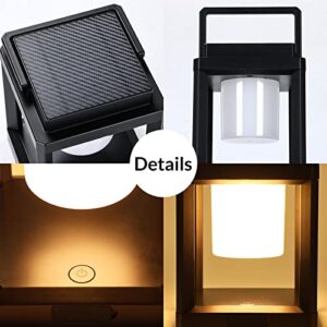 Solar Lantern Outdoor Waterproof with USB, Rechargeable LED Indoor Outdoor Table Lamp, 3-Level Brightness Portable Solar Camping Lanterns, Touch Control NightLight for Patio/Bedroom/Reading/Walking