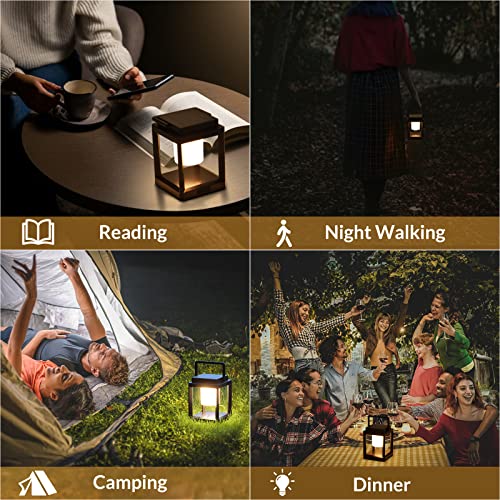 Solar Lantern Outdoor Waterproof with USB, Rechargeable LED Indoor Outdoor Table Lamp, 3-Level Brightness Portable Solar Camping Lanterns, Touch Control NightLight for Patio/Bedroom/Reading/Walking