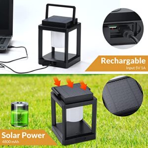 Solar Lantern Outdoor Waterproof with USB, Rechargeable LED Indoor Outdoor Table Lamp, 3-Level Brightness Portable Solar Camping Lanterns, Touch Control NightLight for Patio/Bedroom/Reading/Walking