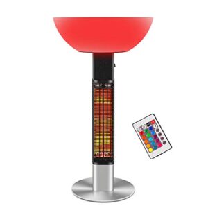 antarctic star 1500w outdoor electric infrared patio heater, freestanding infrared heater with adjustable led light，remote control, waterproof and tip over protection for patio,lawn and garden