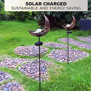 XVZ Solar Moon Crackle Glass Globe Stake Metal Lights, 2 Pack Solar Powered Garden Decorations,Waterproof Outdoor Decorations for Walkway,Pathway,Lawn,Lawn,Patio or Courtyard