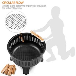 Yaheetech 25in Fire Pit Black Iron Fire Pit for Outside Outdoor Wood Burning Large Bonfire Pit Fire Bowl with Spark Screen, Log Grate and Poker for Backyard, Patio, Garden, Camping