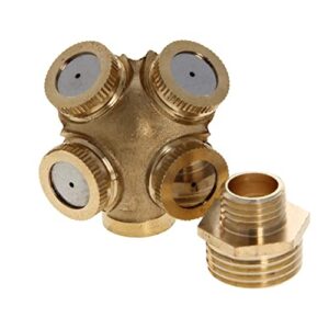 MroMax Misting Spray Nozzle 1/2BSPF Brass 1 Hole Garden Sprinklers Irrigation Connector Fitting External Threaded Water Pipe 2PCS