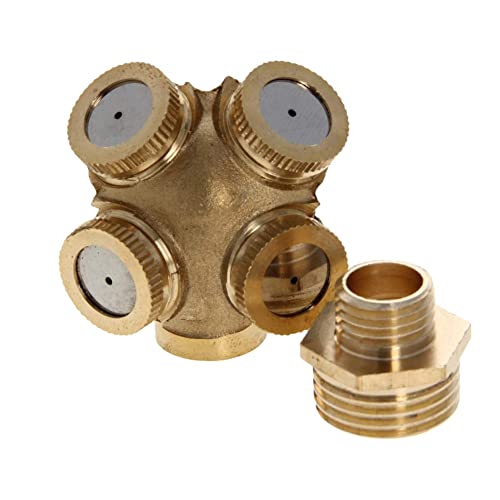 MroMax Misting Spray Nozzle 1/2BSPF Brass 1 Hole Garden Sprinklers Irrigation Connector Fitting External Threaded Water Pipe 2PCS