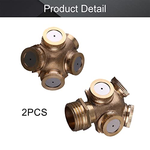 MroMax Misting Spray Nozzle 1/2BSPF Brass 1 Hole Garden Sprinklers Irrigation Connector Fitting External Threaded Water Pipe 2PCS