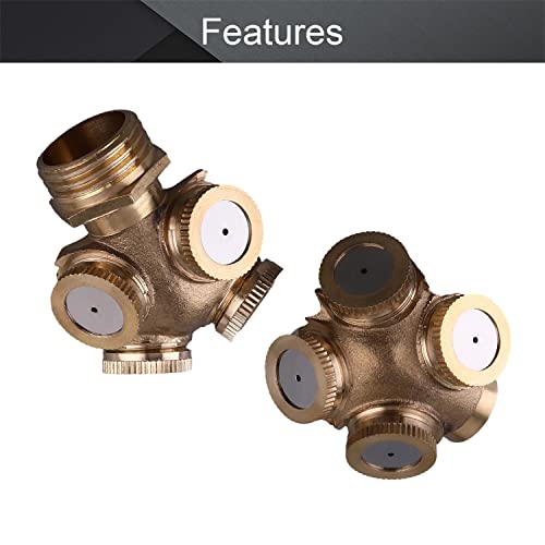 MroMax Misting Spray Nozzle 1/2BSPF Brass 1 Hole Garden Sprinklers Irrigation Connector Fitting External Threaded Water Pipe 2PCS