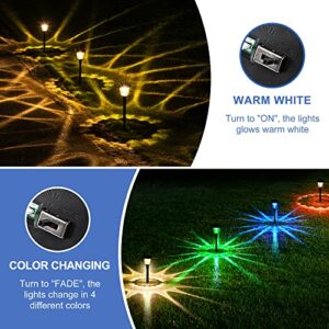 GIGALUMI Outdoor Solar Lights for Yard, 6 Pack Color Changing+Warm White Solar Lights Outdoor Waterproof IP65, Dream Dynamic Solar Pathway Lights for Garden Yard Lawn Landscape Walkway