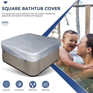 Aurragiy Square Hot Tub Cover Garden Hot Tub Spa Cover Replacement Waterproof UV Protected Rectangular Spa Cover Outdoor Spa Covers(91''Lx91''Wx12''H, Grey)