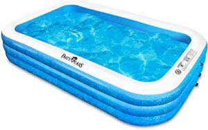 partygears inflatable swimming pool for kids, 120″ x 72″ x 22″ family full-sized inflatable kiddie lounge pool for adult & ages 3+,good for outdoor, garden, backyard use, blue