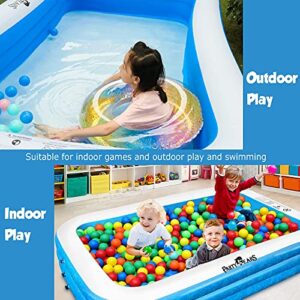 PartyGears Inflatable Swimming Pool for Kids, 120" X 72" X 22" Family Full-Sized Inflatable Kiddie Lounge Pool for Adult & Ages 3+,Good for Outdoor, Garden, Backyard Use, Blue