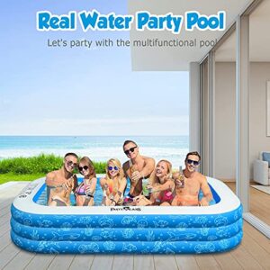 PartyGears Inflatable Swimming Pool for Kids, 120" X 72" X 22" Family Full-Sized Inflatable Kiddie Lounge Pool for Adult & Ages 3+,Good for Outdoor, Garden, Backyard Use, Blue