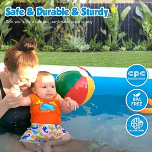 PartyGears Inflatable Swimming Pool for Kids, 120" X 72" X 22" Family Full-Sized Inflatable Kiddie Lounge Pool for Adult & Ages 3+,Good for Outdoor, Garden, Backyard Use, Blue