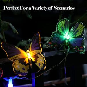 VGYVGYCC Outdoor Solar Garden Lights - Solar String Lights 10Pcs Large Optical Fiber Butterfly Lights with 2 Lighting Modes Twinkling and Steady-ON for Garden, Patio, Yard, Flowerbed, Lawn Decoration