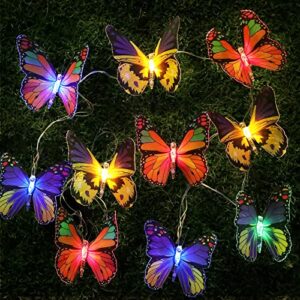 vgyvgycc outdoor solar garden lights – solar string lights 10pcs large optical fiber butterfly lights with 2 lighting modes twinkling and steady-on for garden, patio, yard, flowerbed, lawn decoration