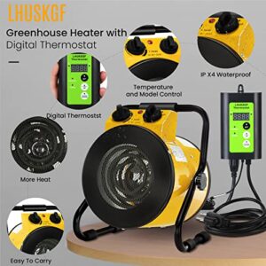 LHUKSGF Greenhouse Heater with Digtal Thermostat, Grow Tent Heaters, Overheat Protection, Fast Heating for Green House, Flower Room, YE……