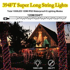Christmas Lights Outdoor 405FT 1000 LED Long String Lights, Waterproof Plug in Twinkle Fairy Lights with Remote, 8 Modes Timer Dimmable for Xmas Tree Christmas Decorations Garden Party Warm White