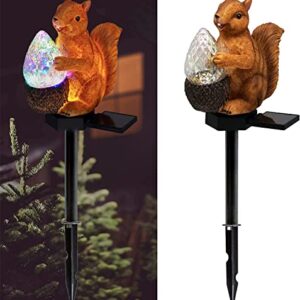 HENGYOU Garden Solar Lights Squirrel Outdoor Decor, Resin Squirrel Figure Solar LED Lights Waterproof Squirrel Garden Stake Lights for Outdoor Yard Pathway Outside Patio Lawn Decor-1Pack