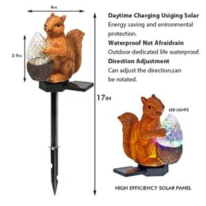 HENGYOU Garden Solar Lights Squirrel Outdoor Decor, Resin Squirrel Figure Solar LED Lights Waterproof Squirrel Garden Stake Lights for Outdoor Yard Pathway Outside Patio Lawn Decor-1Pack