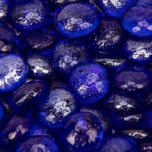 18 lb fire glass beads fireglass drops for gas fire pit fireplace cobalt blue luster reflective decorative glass gems rocks pebbles stone for vase fillers aquarium fish tank decoration (cobalt blue)