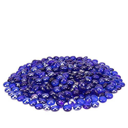 18 LB Fire Glass Beads Fireglass Drops for Gas Fire Pit Fireplace Cobalt Blue Luster Reflective Decorative Glass Gems Rocks Pebbles Stone for Vase Fillers Aquarium Fish Tank Decoration (Cobalt Blue)