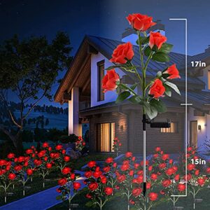 Solar Rose Flower Lights [Upgraded 6 Flowers], Outdoor Solar Powered Rose Lights, Garden Solar Decorative Lights, Rose Stake Lights, Solar Pathway Lights Patio Lawn Garden Yard