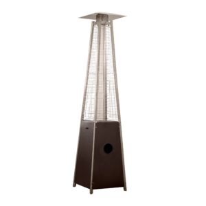 Hiland HLDSO1-WGTHG Pyramid Glass Tube Propane Patio Heater w/Wheels, 40,000 BTU, Hammered Bronze