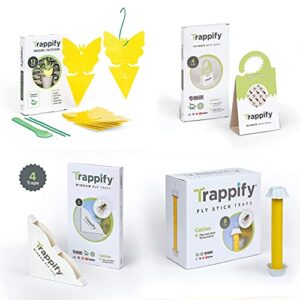 trappify sticky fly and moths traps for home pest control – fly, gnats, moths and other flying insects killer with extra sticky adhesive disposable fly and moths catcher – 28 traps