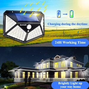 Korunb Solar Motion Lights Outdoor 6 Pack, Solar Fence Lights, 100LED/3 Modes 270° Lighting Angle Motion Sensor Security Lights, IP65 Waterproof Solar Powered for Garden Fence Patio Garage