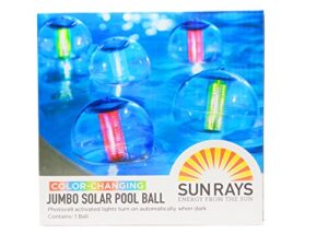 sunrays jumbo solar color changing swimming pool lighting ball, 6.5 inches diameter –floating or hanging light for pool hot tub garden outdoor landscape