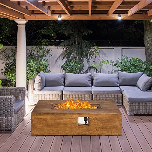 Toolsempire 48in Fire Table 50,000 BTU Outdoor Propane Fire Pits Wood-Like Fireplace with Waterproof Cover, Lava Rock, Stainless Steel Burner & Easy Ignition System for Patio, Outside, Party, Garden