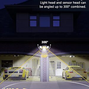 Solar Outdoor Lights with Motion Sensor, 286 LEDs Solar Security Lights Outdoor with IP65 Waterproof, Remote Control, 4 Heads, 3 Modes, Solar Flood Lights for Garage Porch Garden Front Door 2 Pack