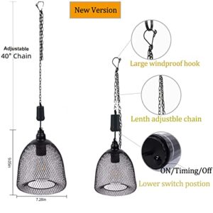 Battery Operated Hanging Light with 6 Hours Timer-Outdoor Indoor Pendant Chandelier Waterproof Lamp Lantern for Gazebo Porch Garden Patio Decorative Metal Warm White Bulb