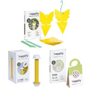 trappify sticky gnat and fly traps for home pest control – fly, gnats, moths and other flying insects traps with extra sticky adhesive – disposable fly, gnat and moths catcher – 18 traps