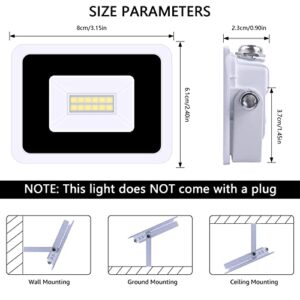 MIHEAL 2 Pack White 110V 10W LED Flood Light,Daylight White, IP68 Waterproof Super Bright Security Lights, Outdoor Floodlight for Yard, Garden, Playground, Basketball Court [Energy Class A++]