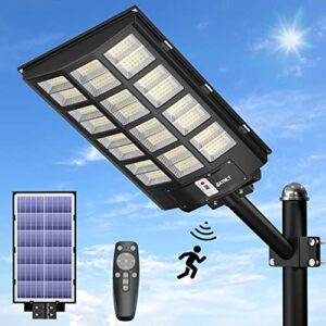 jaynlt 1500w solar street lights outdoor, 200000lm 6500k solar parking lot lights dusk to dawn, ip67 waterproof solar security flood lights with motion sensor for yard, garden, parking lot