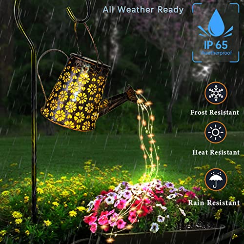 Solar Watering Can with Lights Outdoor,Hanging Solar Lantern,Metal Waterproof Garden Lights Decorations Gift for Table Patio Yards Pathway Party, Yard Decorations Outdoor